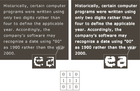 Enlarging text using dilation